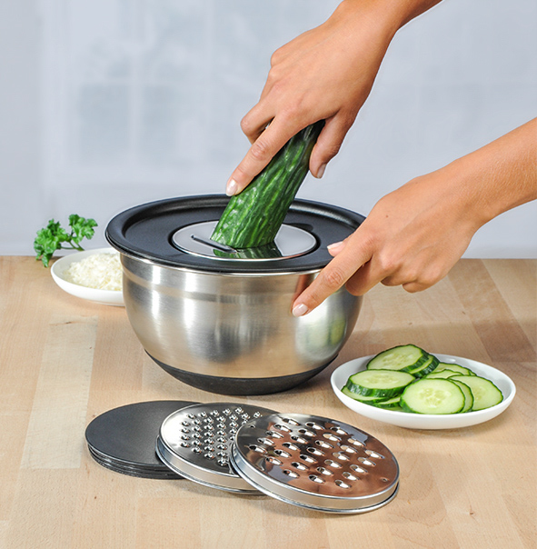 Rührschüssel aus Edelstahl inkl. 3 Reiben