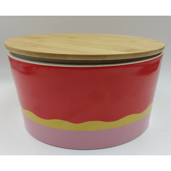 Keramik Gebäckdose mit Bambusdeckel