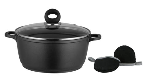 Aluguss-Kochtopf 20cm mit Glasdeckel