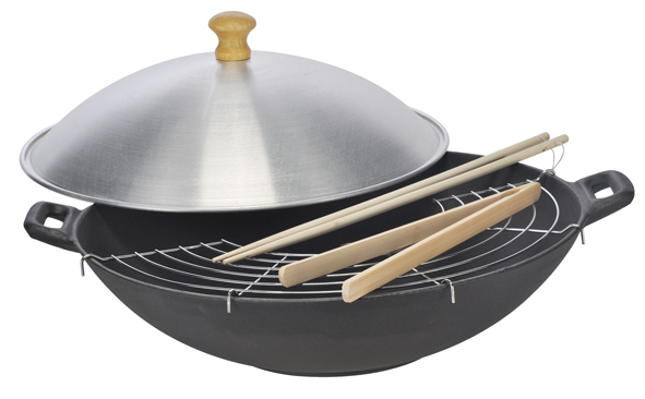 Guss-Wok 6 tlg., mit Aluminium-Deckel