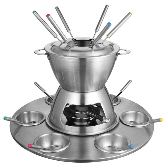 Edelstahl-Fondueset mit Drehkarussel