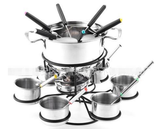 Fondueset aus Edelstahl, 13-tlg.