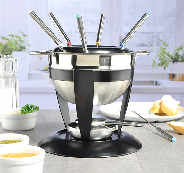 Fondue-Set aus Edelstahl 10tlg.