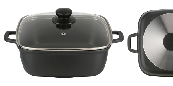 Aluguss-Bräter mit Glasdeckel, 24x 24cm