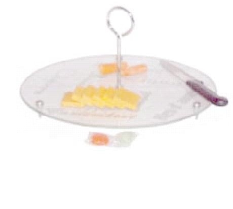 Serviertablett aus Glas mit Chromfüßen