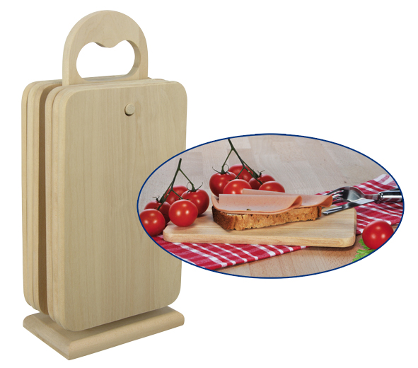 Holz-Frühstücksbrettchen am Holzständer