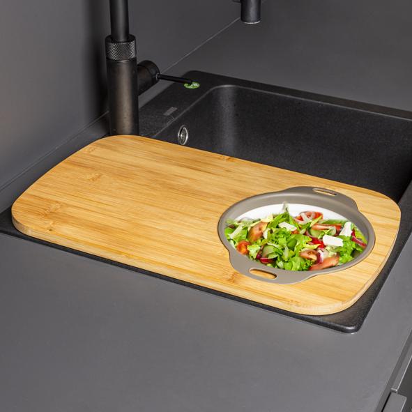 Schneidebrett aus Bambus, mit Sieb, FSC®