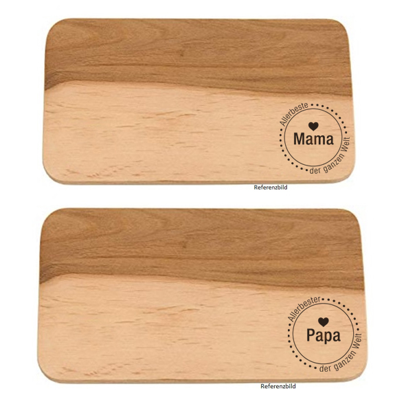 Holzbrett aus Akazienholz, mit Spruch