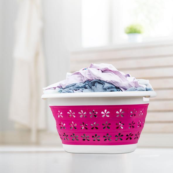 Wäschekorb, faltbar mit Blumen-Design