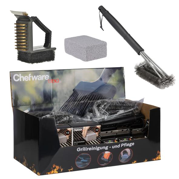 Grillbürsten & Reinigungsstein im Display