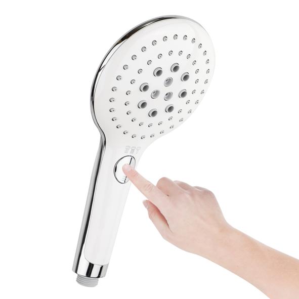 Duschkopf mit 3 Funktionen, verchromt & weiß