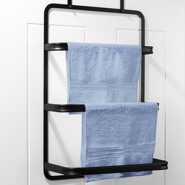 Tür-Handtuchhalter aus Metall, schwarz