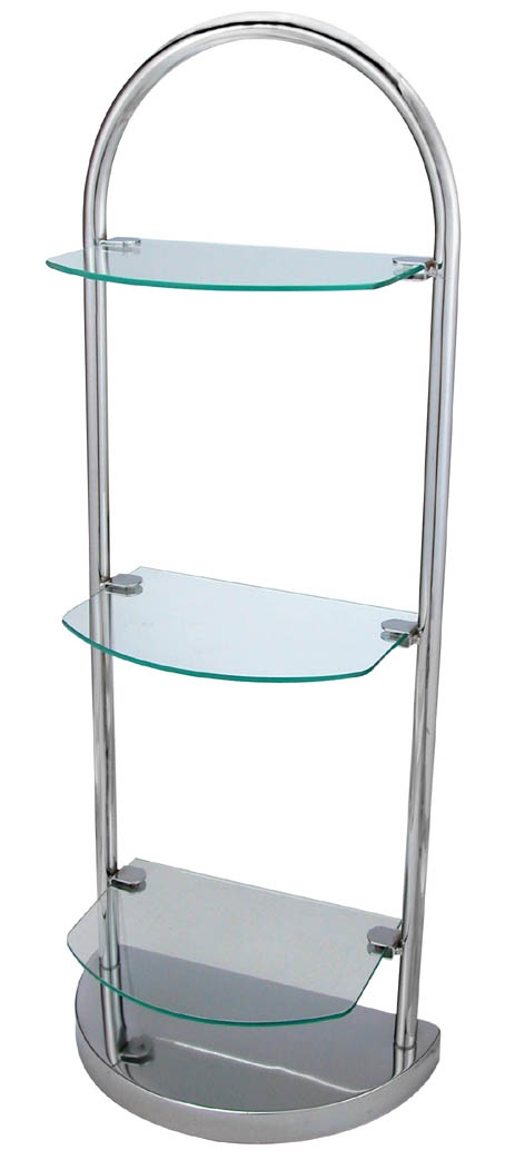 Badregal mit drei Glasablageflächen in