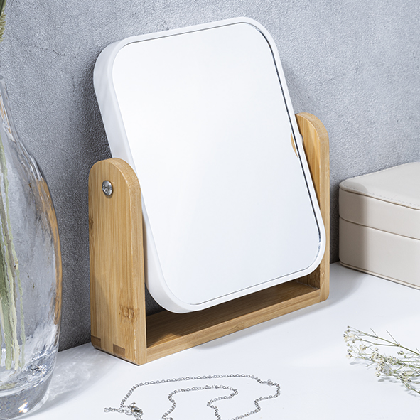Kosmetikspiegel aus Bambus, 2 fache Vergrößerung