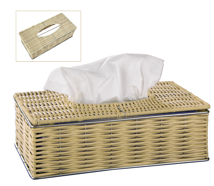 Kosmetikbox aus Rattan und Chrom,