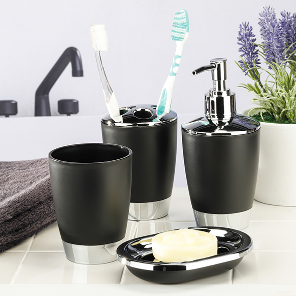 Badezimmer Set 4 tlg - schwarz