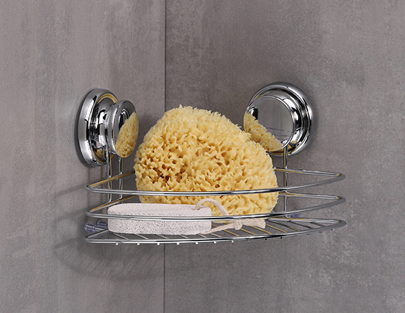 Eckablage aus Chrom mit Saugnäpfen