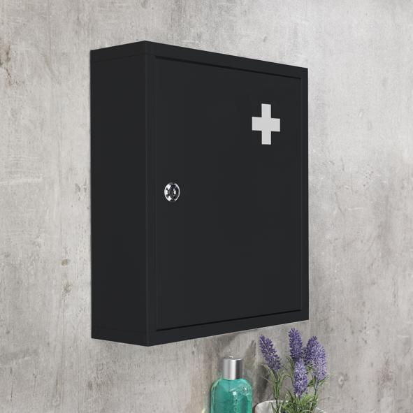 Medizinschrank aus Stahl, schwarz
