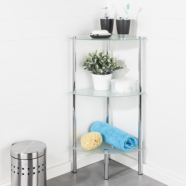 Verchromtes Bad-Eckregal