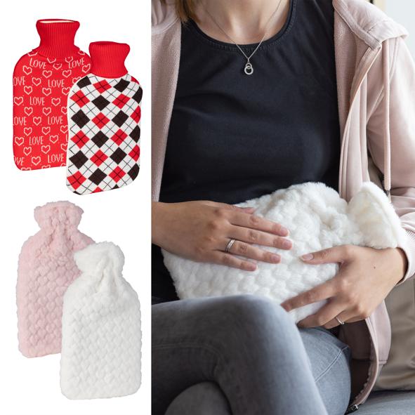 Wärmflasche mit Bezug, 2 Liter