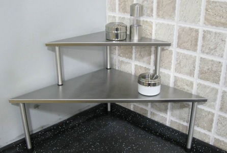 Eckregal aus Edelstahl
