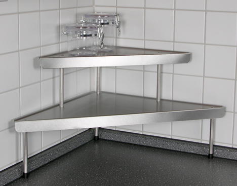 Eckregal für die Küche aus Edelstahl