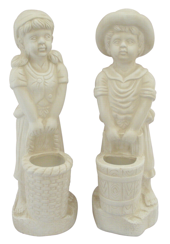 Gartenfigur Mädchen/Junge mit Eimer