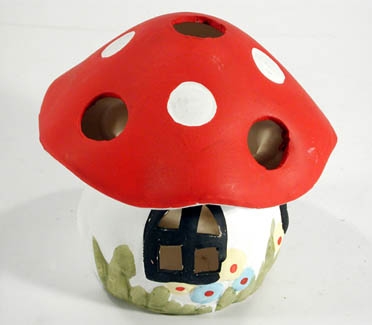 Pilz-Windlicht aus Terrakotta