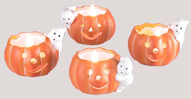 Windlicht im Kürbisdesign aus Terrakotta