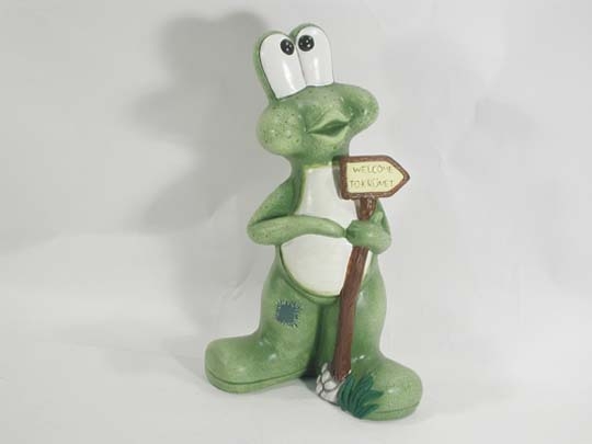 Frosch stehend mit Schild