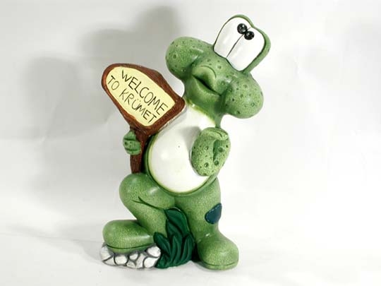 Frosch stehend mit Schild