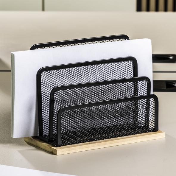 Brieforganizer, 3 Fächer, schwarz