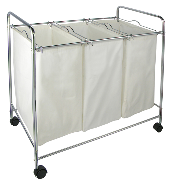 Wäschesortierer mit 3 Fächern auf Rollen