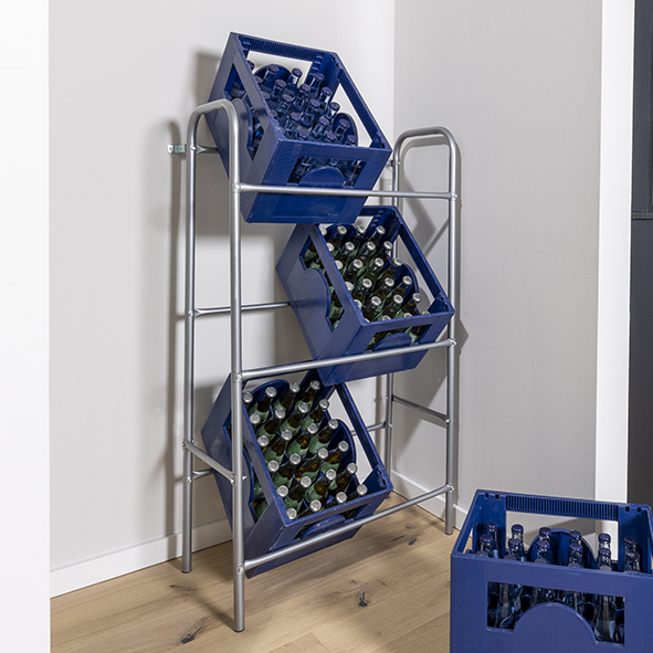 Flaschenkastenständer, silber