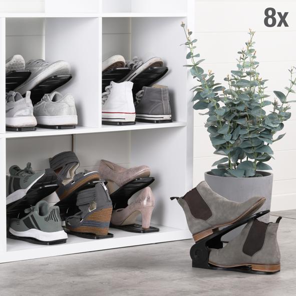 Schuhstapelhilfe aus Kunststoff als 8er Set