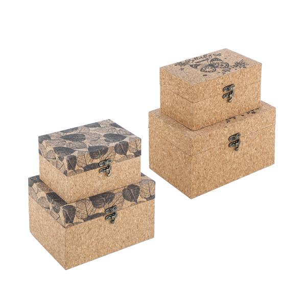 Holzkisten mit Korkoberfläche 2er Set