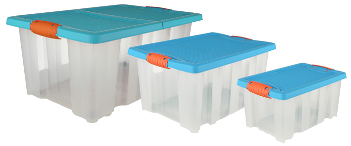 Deckelboxen 3-er Set, farbig sortiert