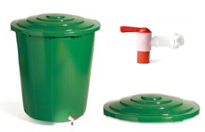 Regentonne m.Deckel + Ablaufhahn