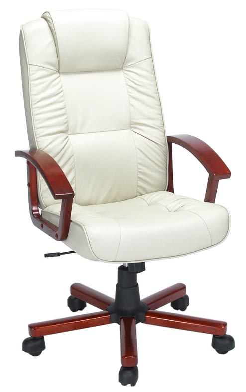 Chefsessel aus weißem Leder,