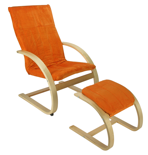Relaxsessel mit Hocker aus Holz