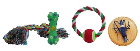 Spielzeugset für Hunde, 4 tlg.