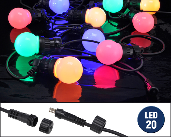 LED Partylichterkette mit 20 Lampen