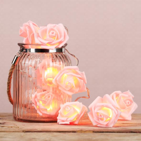 LED Batterie-Lichterkette Rosenblüten Rose