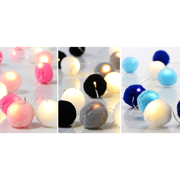 LED Batterie-Lichterkette Pompon