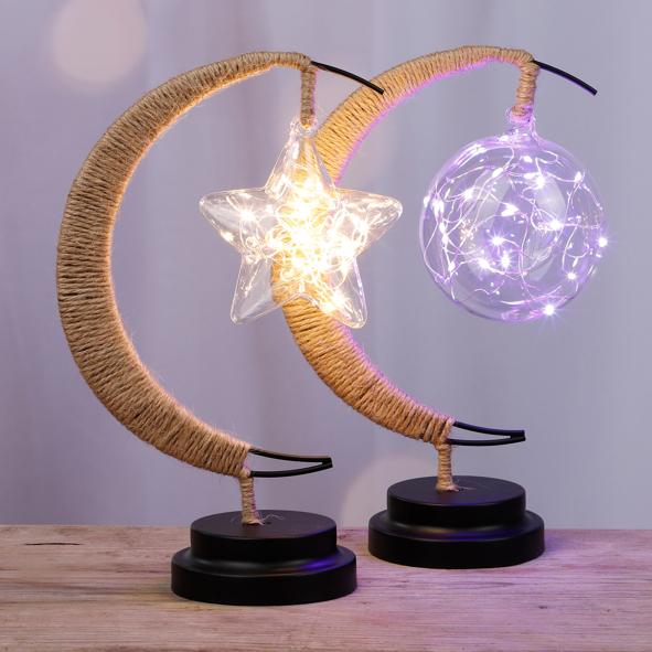 Tischleuchte mit Kugel und Stern, LED