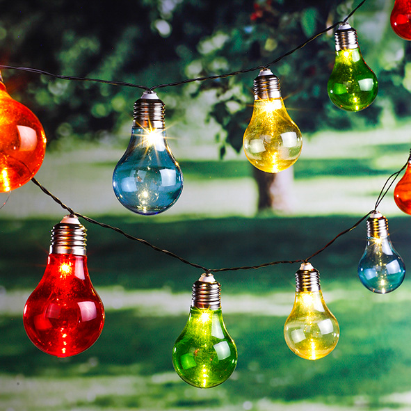 Solar LED Lichterkette mit bunten Glühlampen
