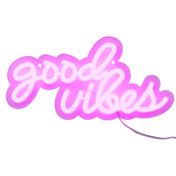 Neonlicht Good Vibes, pinke LED – Maße ca. 32 x 16 x 1,4 cm