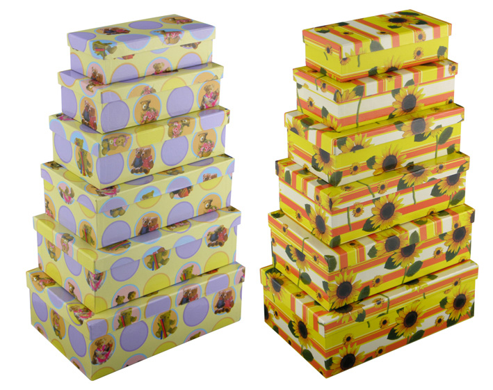 Geschenkboxen - 6er Set - rechteckige