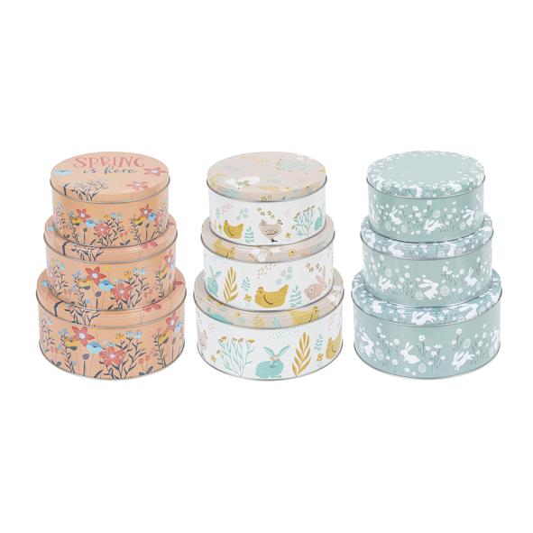 Frühlings-Keksdosen-Set 3-tlg., rund