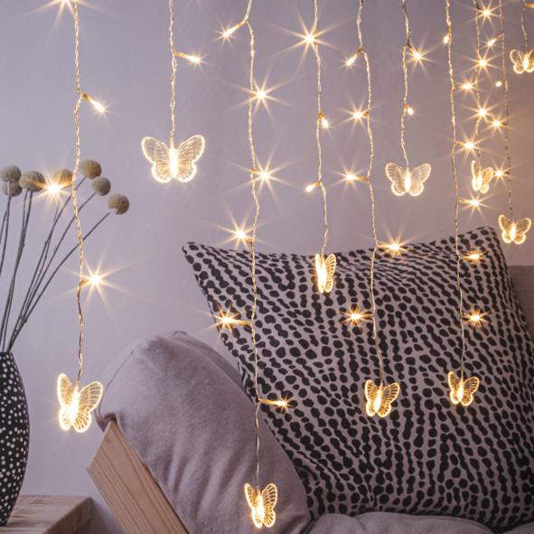 LED Batterie-Lichtervorhang "Schmetterling"